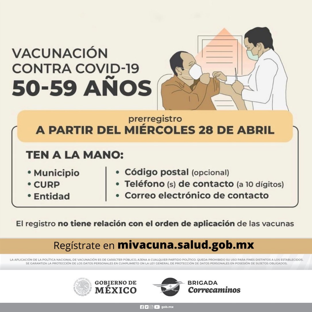 En Puebla se aplicarán más de 560 mil vacunas a personas de 50 a 59 años