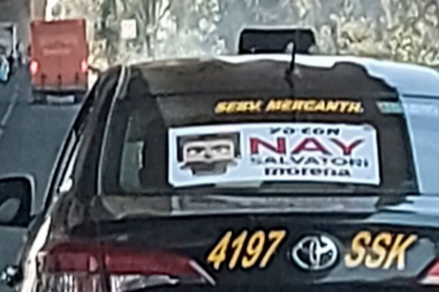 Nay Salvatori viola la ley electoral con propaganda en transporte público