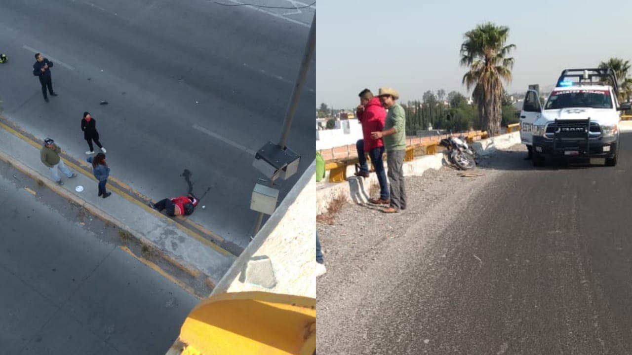 Cae motociclista desde el puente del Periférico