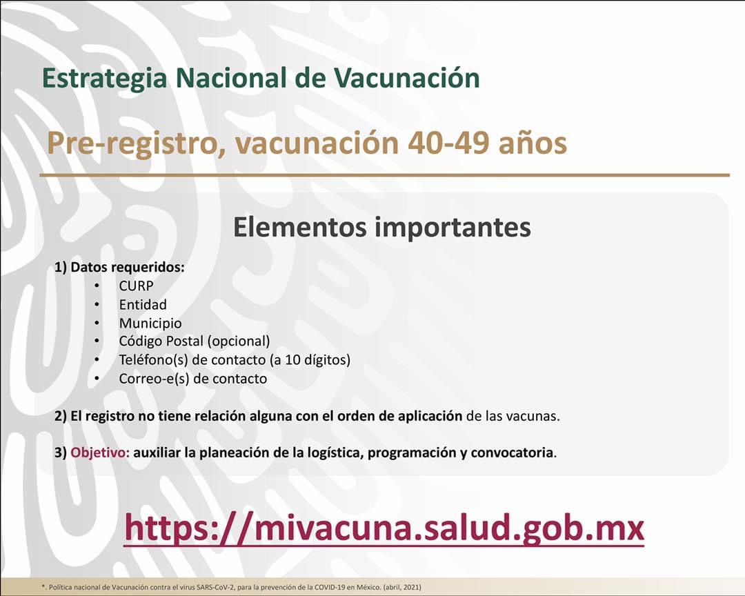 Las personas de 40 a 49 años ya se pueden registrar para la vacunación anti COVID-19