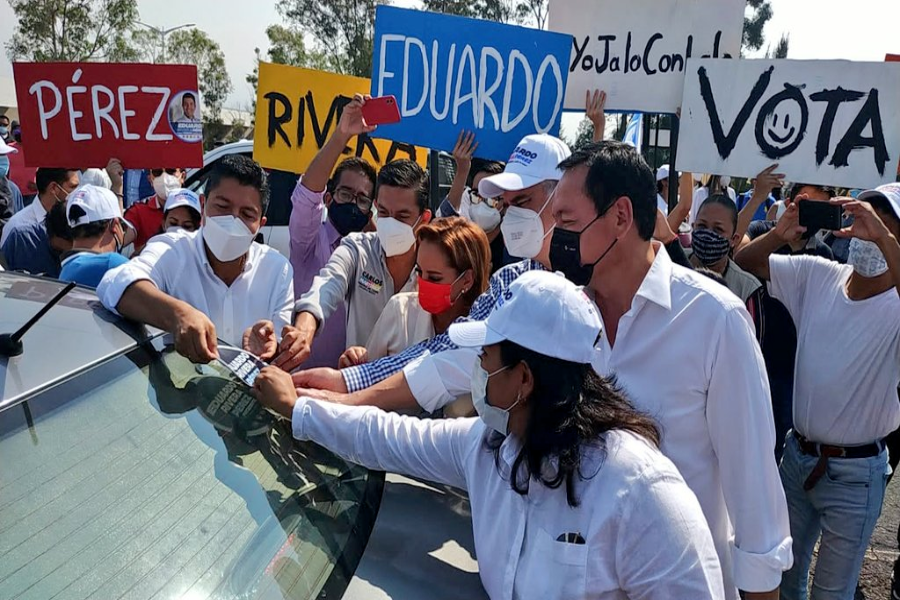 Senadores acompañan a Eduardo Rivera en el segundo día de campaña