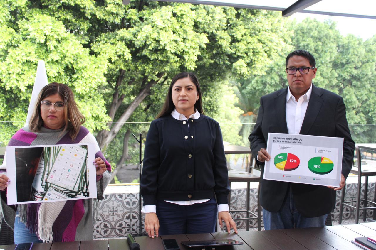 Denuncia Claudia  Rivera irregularidades durante la contienda electoral