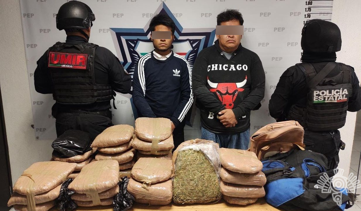 Detienen a dos hombres con 30 kilogramos de aparente marihuana