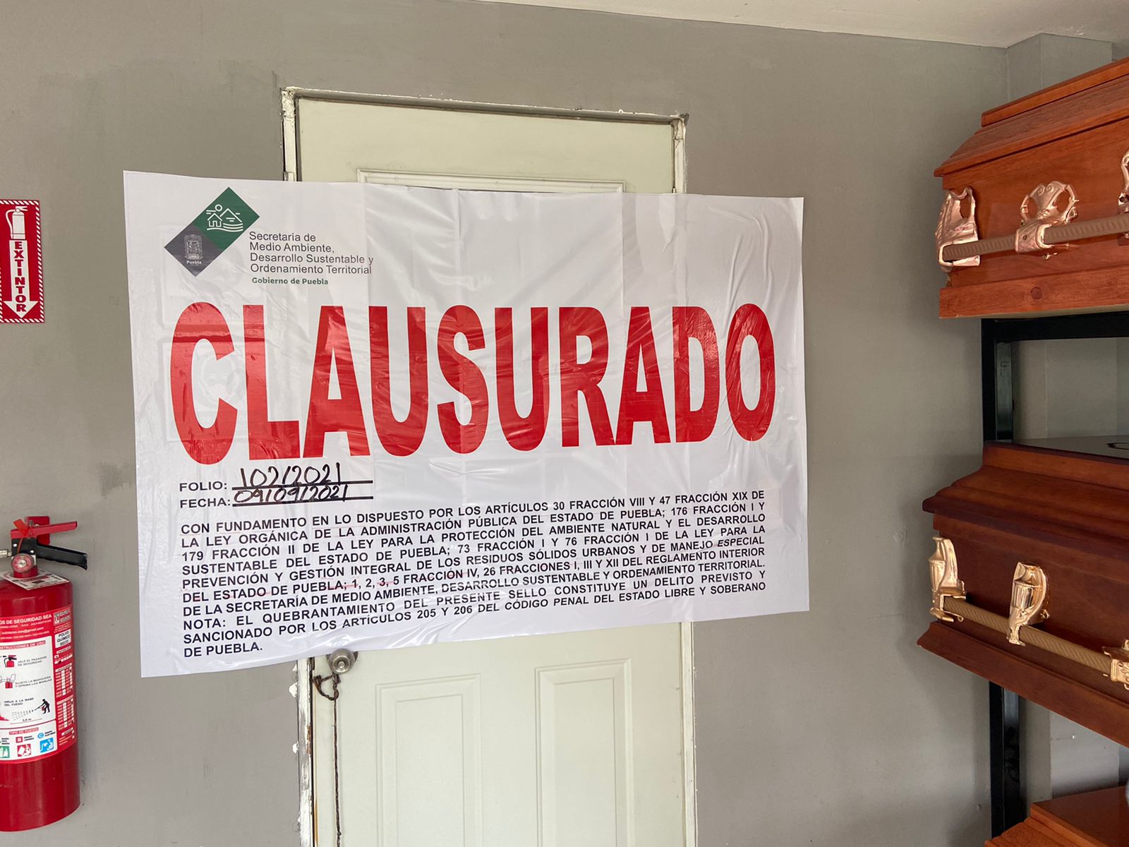 Clausuran funeraria en Puebla; no contaban con autorización del Gobierno