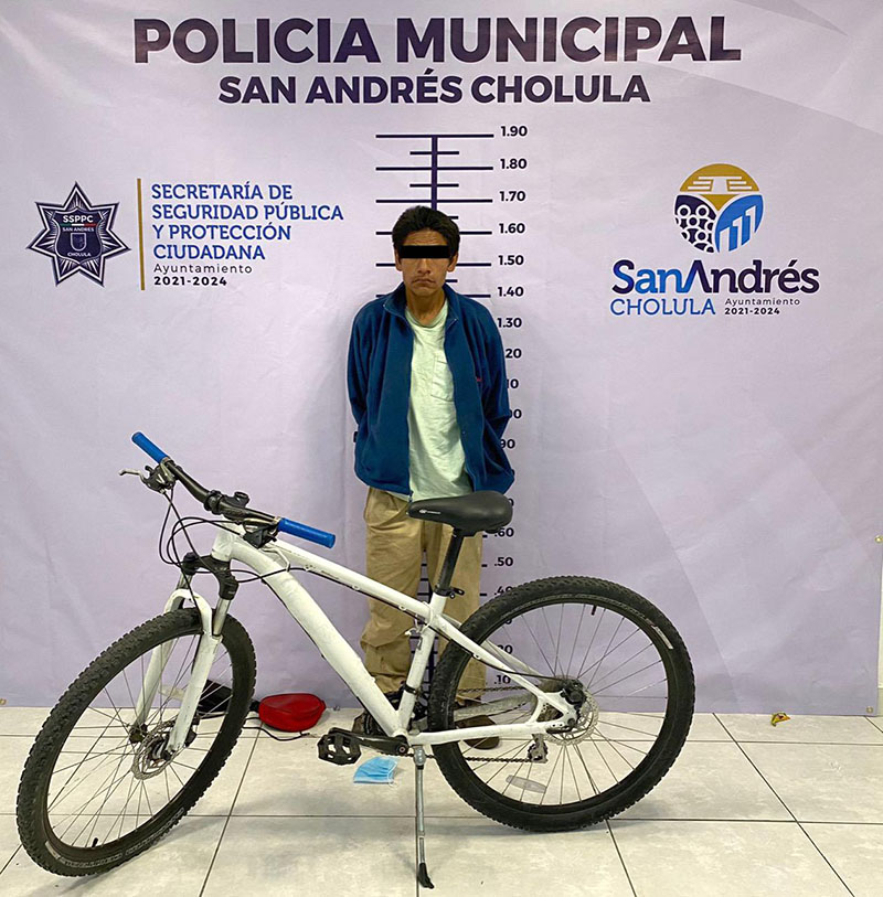 Detiene Secretaría de Seguridad Pública y Protección Ciudadana de San Andrés Cholula a presunto responsable de robo