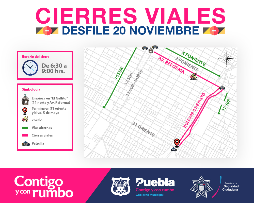 Aquí los cierres viales que habrá en la capital por el desfile de la Revolución Mexicana