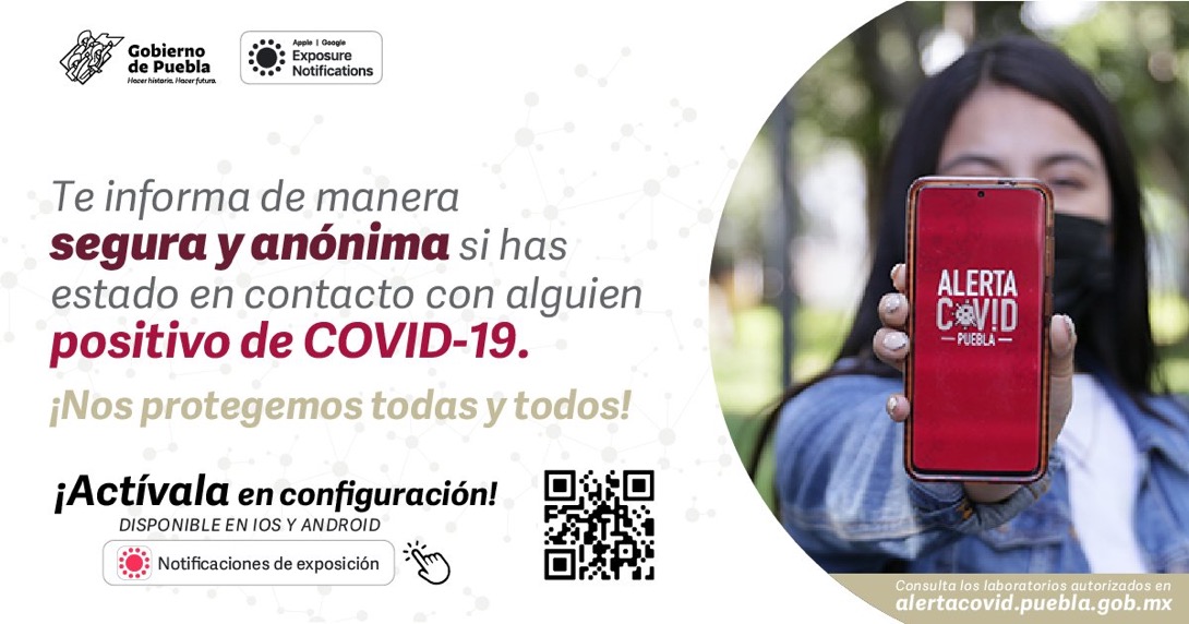 Apple y Google lanzan la aplicación “Alerta Covid Puebla”  en teléfonos inteligentes