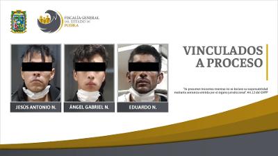 Tres hombres en prisión preventiva por robo agravado en Puebla capital