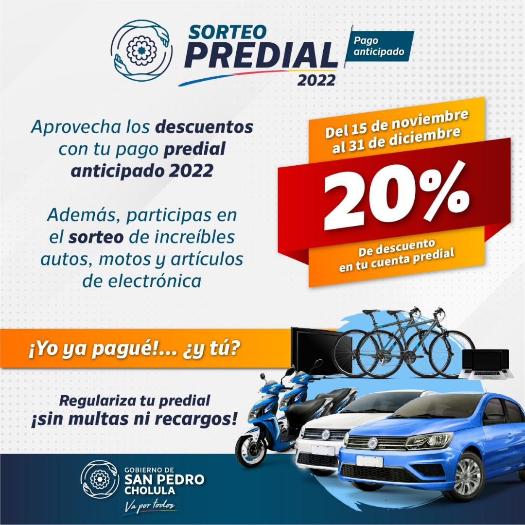 Ayuntamiento de San Pedro Cholula otorga el 20% de descuento por pago anticipado de predial
