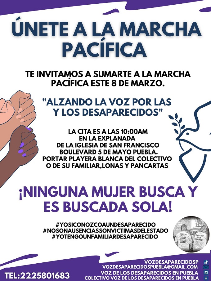Estas son las marchas que se realizarán en la capital poblana por el Día Internacional de la Mujer