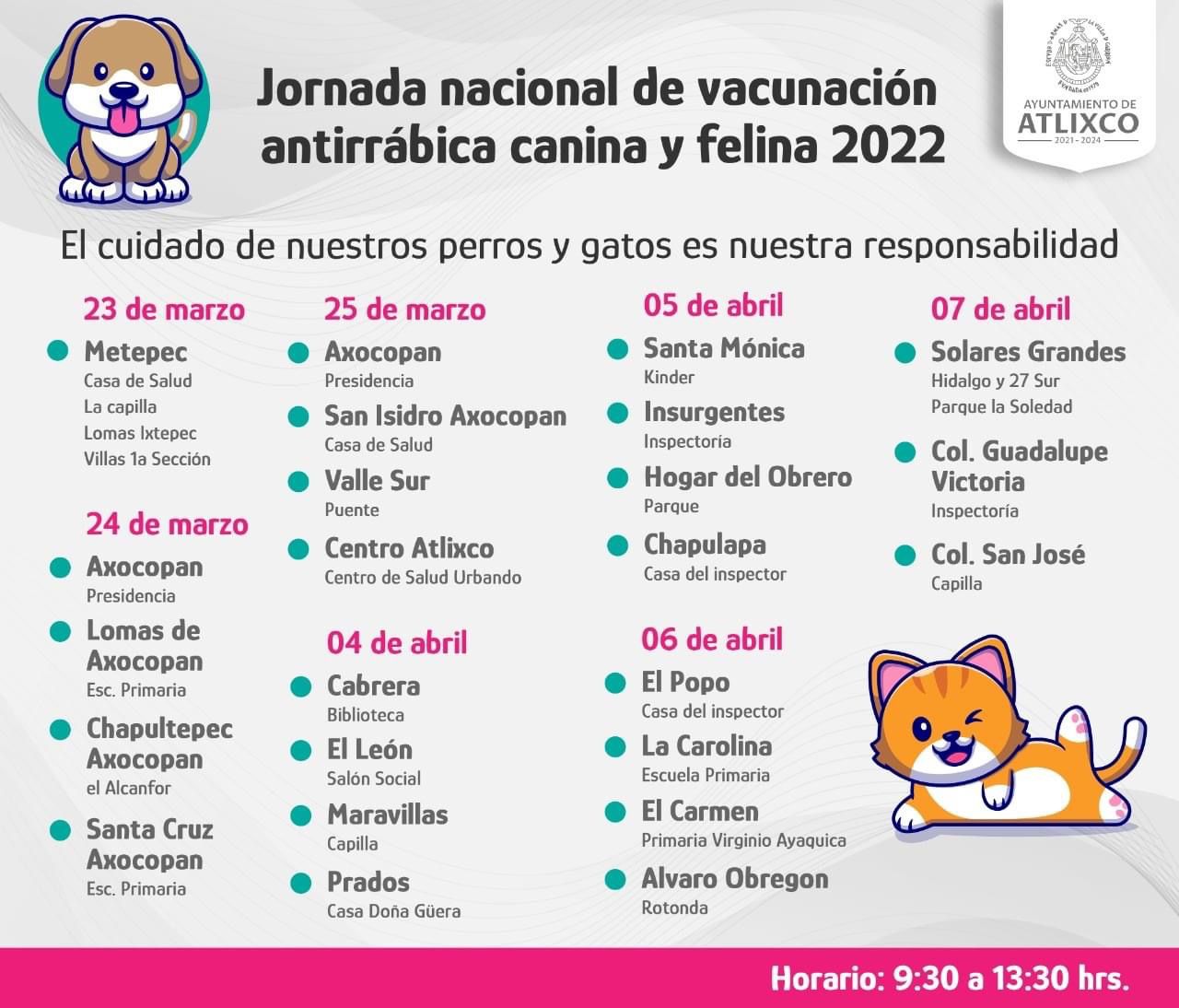 Participa en la jornada de vacunación antirrábica en Atlixco