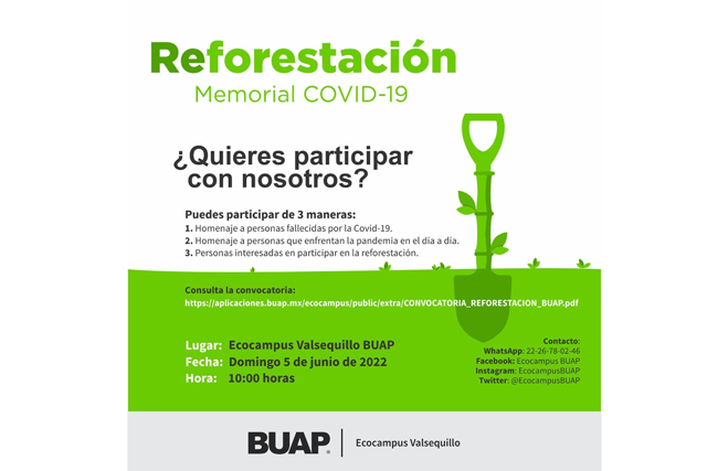 Con jornada de reforestación, la BUAP rinde homenaje a universitarios y ciudadanos que perdieron la vida por COVID-19 