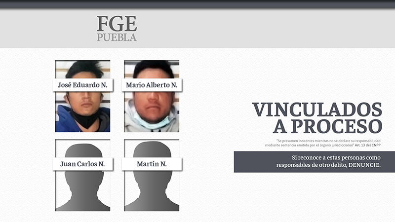 FGE obtuvo vinculación a proceso de 4 presuntos homicidas en San Martín 