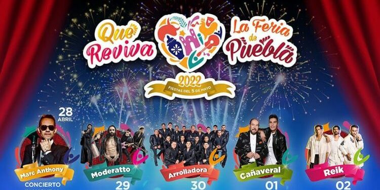 Marc Anthony, Lupita D’alessio, Paquita la del Barrio, Los Ángeles Azules, Panteón Rococó, Moderatto… ¡gratis en la Feria de Puebla!