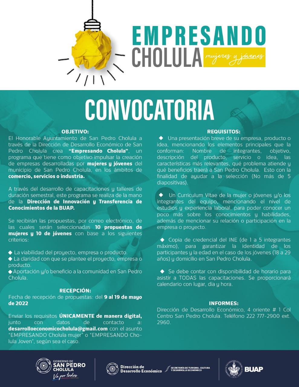 Ayuntamiento de San Pedro Cholula lanza ”Empresando Cholula”