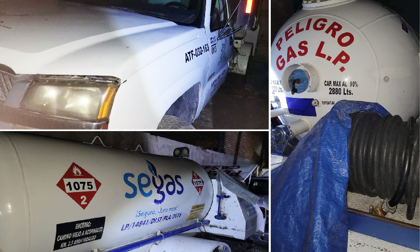 Aseguran tres pipas de gas y droga en Moyotzingo