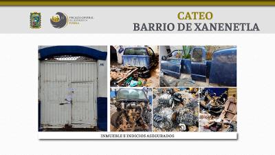 En Xanenetla, escondían una camioneta y motores robados