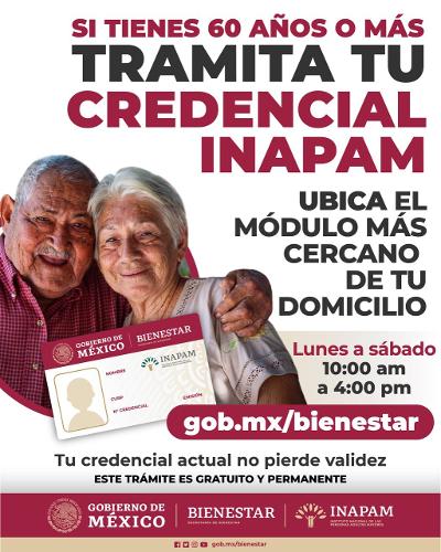 Personas de 60 años y más podrán obtener la credencial de Inapam en Módulos de Bienestar 
