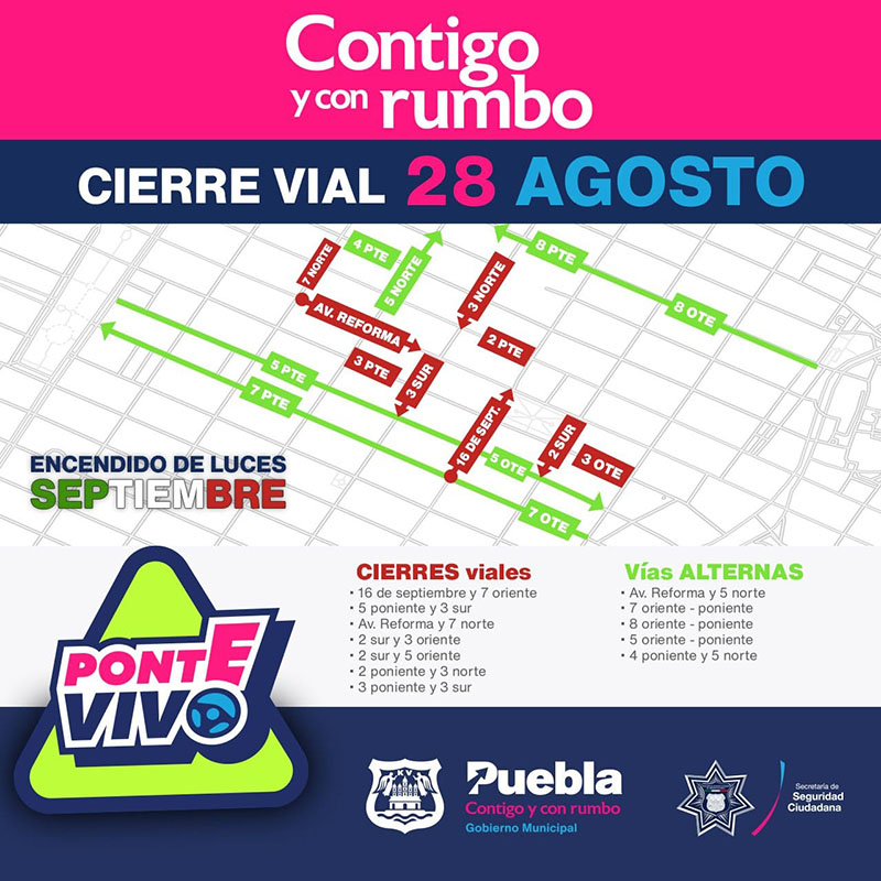 ¡Precaución! Este domingo se realizarán cierres viales en el primer cuadro de la ciudad 