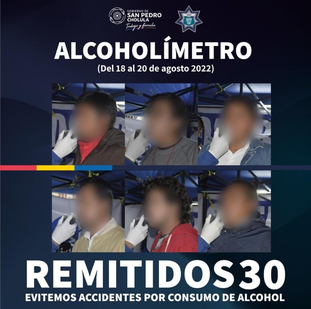 Por manejar en estado de ebriedad SSC deSan Pedro Cholula remitió  a 30  conductores