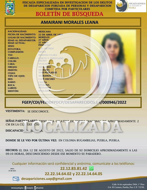 FGE localizó a mujer denunciada como desaparecida, su familia sabía que se ausentó por voluntad propia 