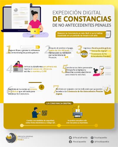Fiscalía Puebla implementa la expedición digital de Constancia de No Antecedentes Penales