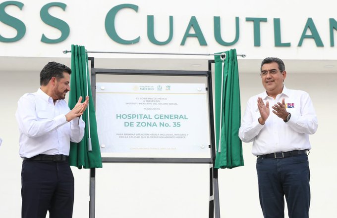 Salomón Céspedes asistió a la inauguración del Hospital General de Zona No. 35 del IMSS en Cuautlancingo, que estuvo presidida por el director general del organismo, Zoé Robledo