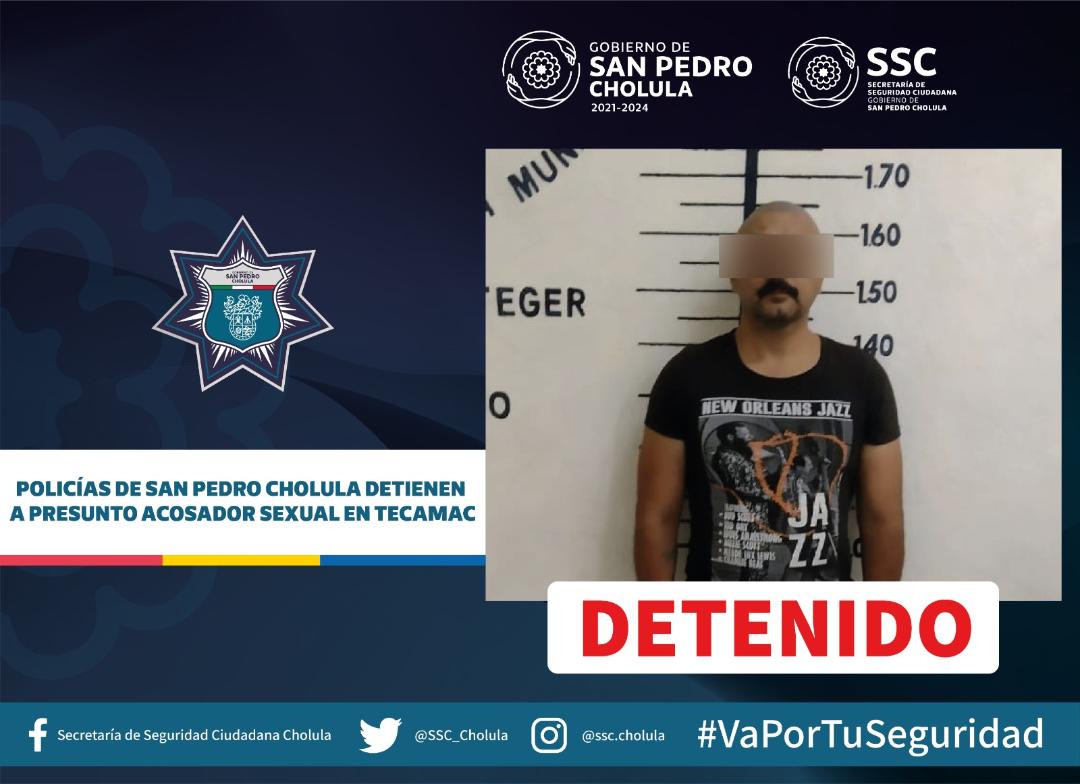 Por exhibir sus partes íntimas a un joven, policías de San Pedro Cholula detienen a un acosador en Tecamac