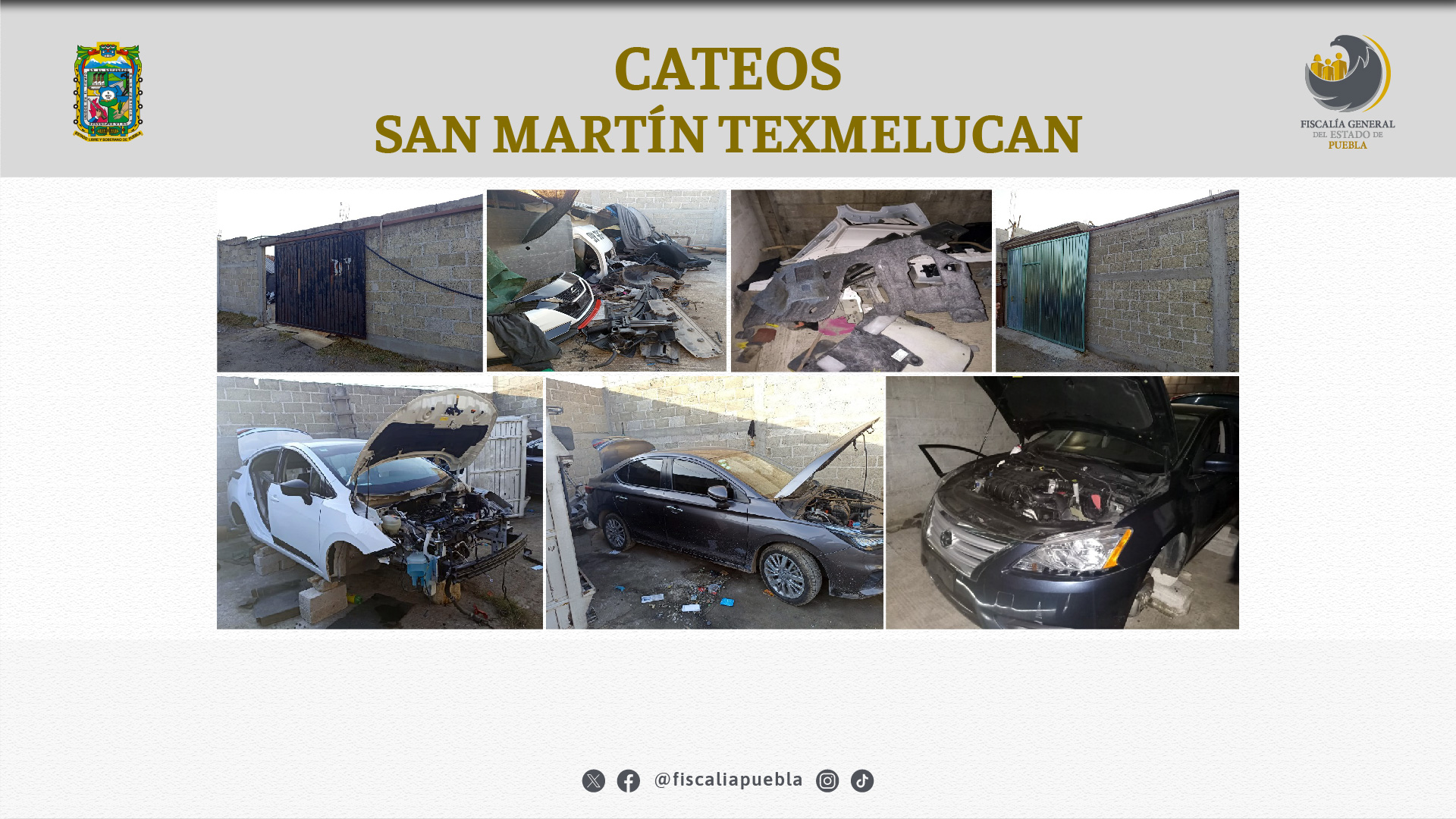 Aseguró la FGE durante cateos, vehículos robados y autopartes