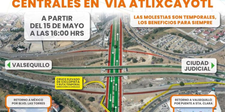 Este miércoles reabren carriles centrales de la Vía Atlixcayotl