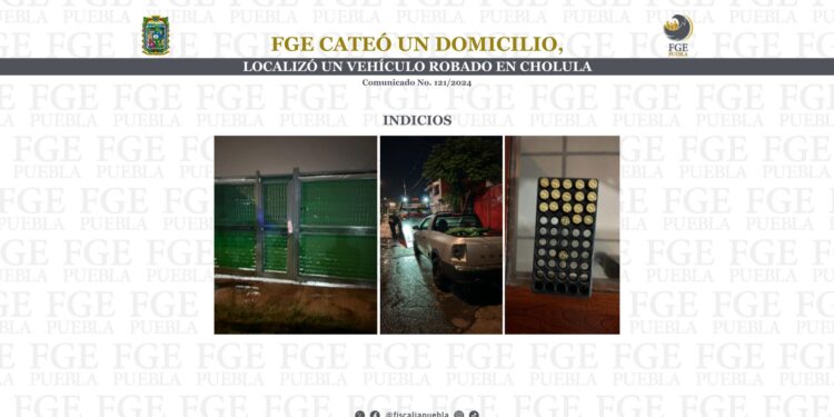 FGE cateó un domicilio, localizó un vehículo robado en Cholula