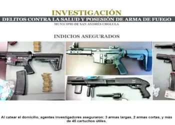 Encuentran armas de fuego, droga y camionetas, tras cateo en Lomas de Angelópolis