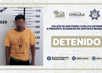 Policía de San Pedro Cholula detiene a presunto acosador en Santiago Mixquitla
