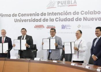 Céspedes  y Armenta presiden  firma de convenio entre el próximo Gobierno del Estado y la Universidad de la Ciudad de Nueva York