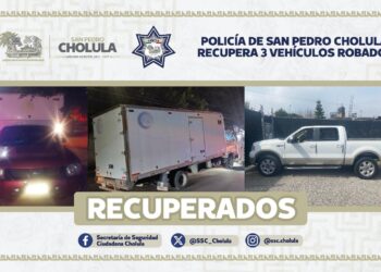 Policía de San Pedro Cholula recupera 3 vehículos robados