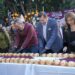 Alejandro Armenta y Pepe Chedraui partieron rosca monumental en el zócalo de Puebla