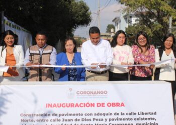 Inaugura Edil de Coronango adoquinamiento en la Cabecera Municipal