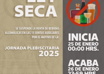 Ley seca en las juntas auxiliares de San Pedro Cholula por plebiscitos