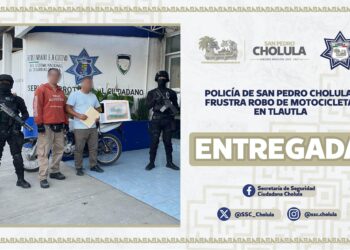 Policía de San Pedro Cholula frustra robo de motocicleta en Tlautla