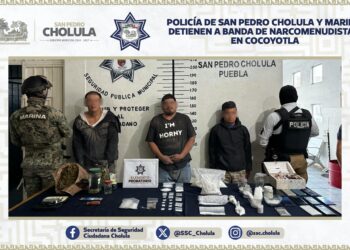 Policía de San Pedro Cholula y Marina detienen a banda de Narcomenudistas en Cocoyotla