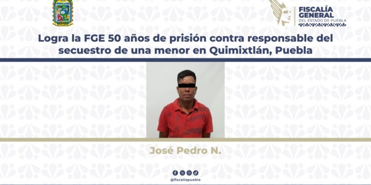 FGE 50 da años de prisión a responsable del secuestro de una menor en Quimixtlán