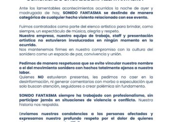 Sonido Fantasma se deslinda de hechos violentos en evento de Chalchihuapan; expresa condolencias