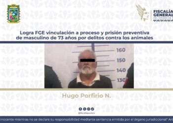 Logra FGE vinculación a proceso y prisión preventiva de masculino de 73 años por delitos contra los animales
