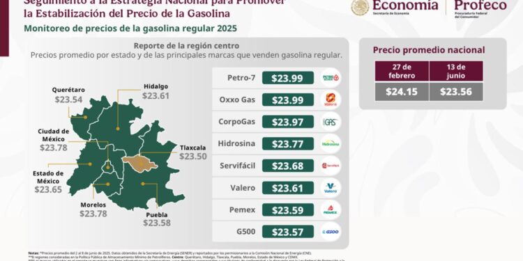Puebla entre los estados con precios promedio más accesibles en gasolina regular: Profeco