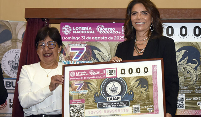 Lotería Nacional emite billete conmemorativo del bicentenario con el escudo de la BUAP