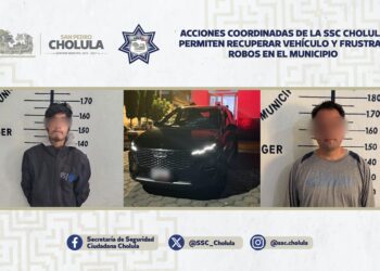 Acciones coordinadas de la SSC Cholula permiten recuperar vehículo y frustrar robos en el municipio