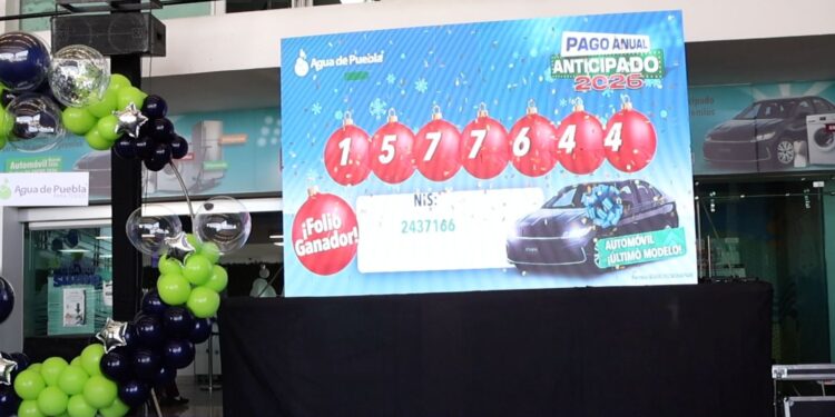 El ganador de un automóvil último modelo del Sorteo Pago Anual Anticipado de Agua de Puebla fue el folio No. 1577644
