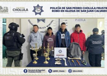 Policía de San Pedro Cholula frustra robo en iglesia de San Juan Calvario