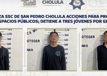 Refuerza SSC de San Pedro Cholula acciones para proteger los espacios públicos; detiene a tres jóvenes por grafiti