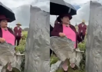 Delegada de Desarrollo Rural en Tepeaca genera polémica y la apodan #LadySombrilla